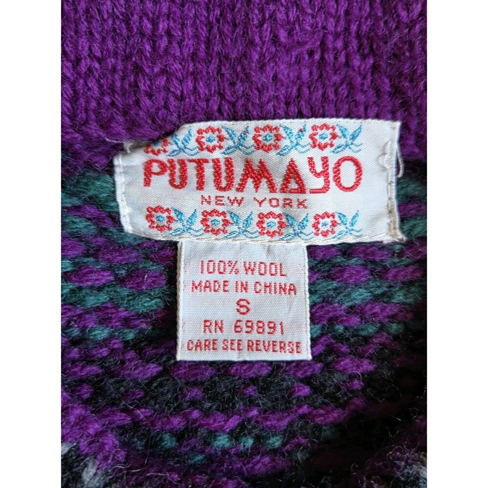 VTG Putumayo Wool Deer Cardigan Sweater Nordic Folk Art Cabin Core USA S - Picture 5 of 9